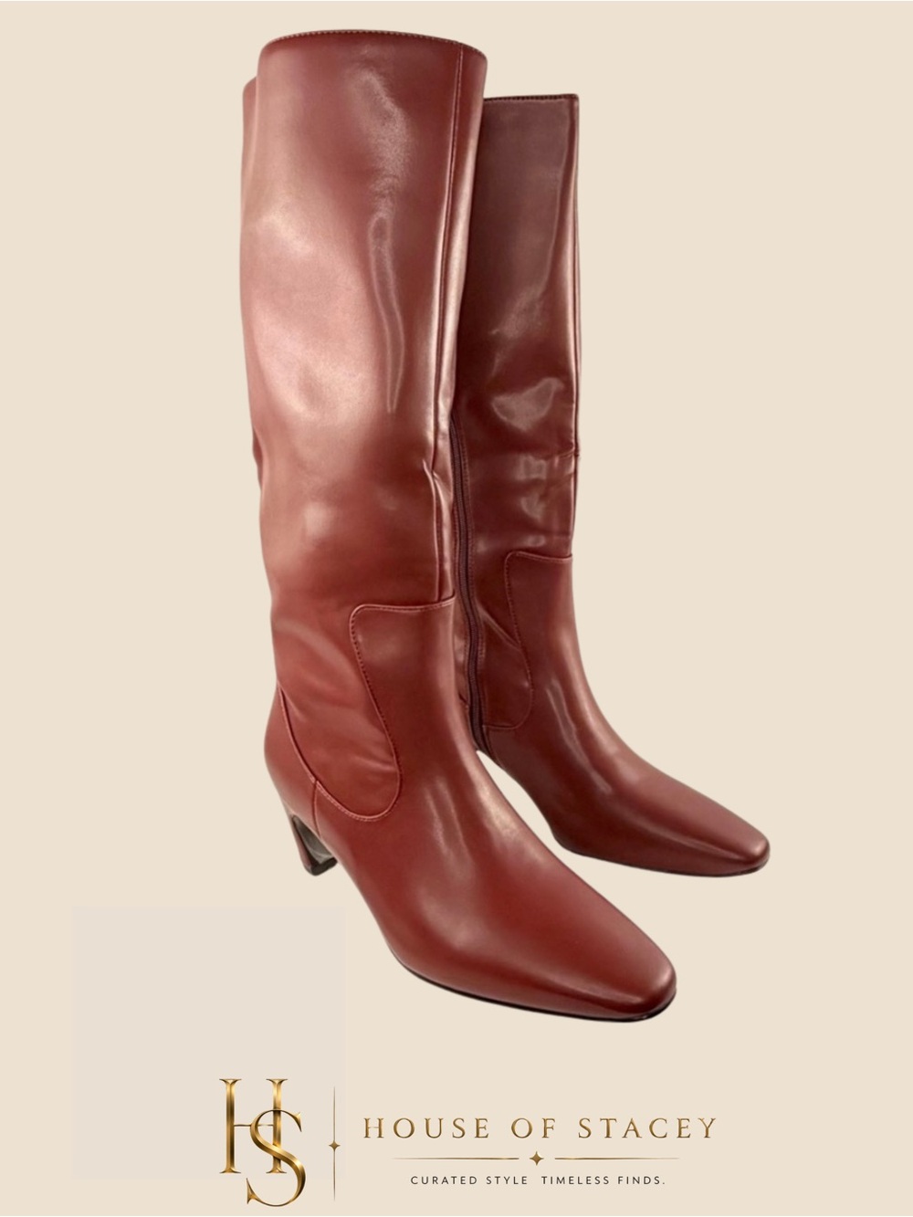 Knee-High Boots Burgundy – NEW – Size 8.5
